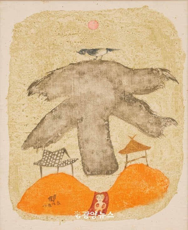 장욱진  나무 아래 정자  1986  캔버스에 유채  32.5x26.5cm  국립현대미술관 이건희컬렉션 소장품